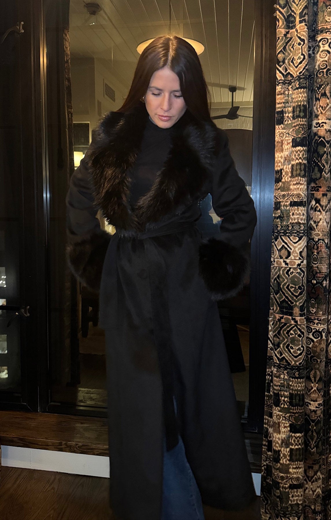 Checkroom Coat ~ Black with Faux Fur