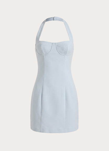 Indira Halter Mini Dress - Blue