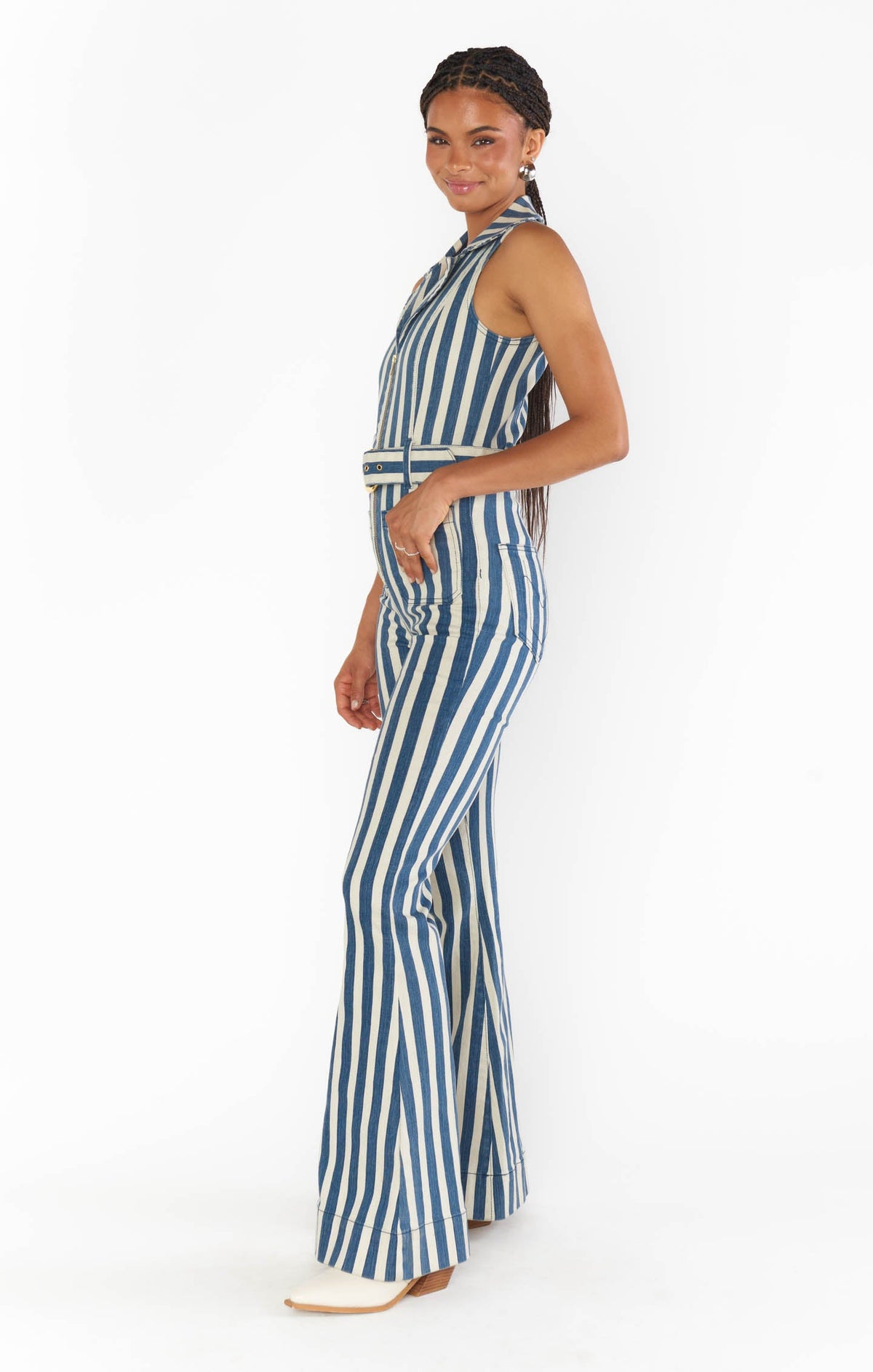 Jacksonville Jumpsuit ~ Sand N Sea Stripe Denim