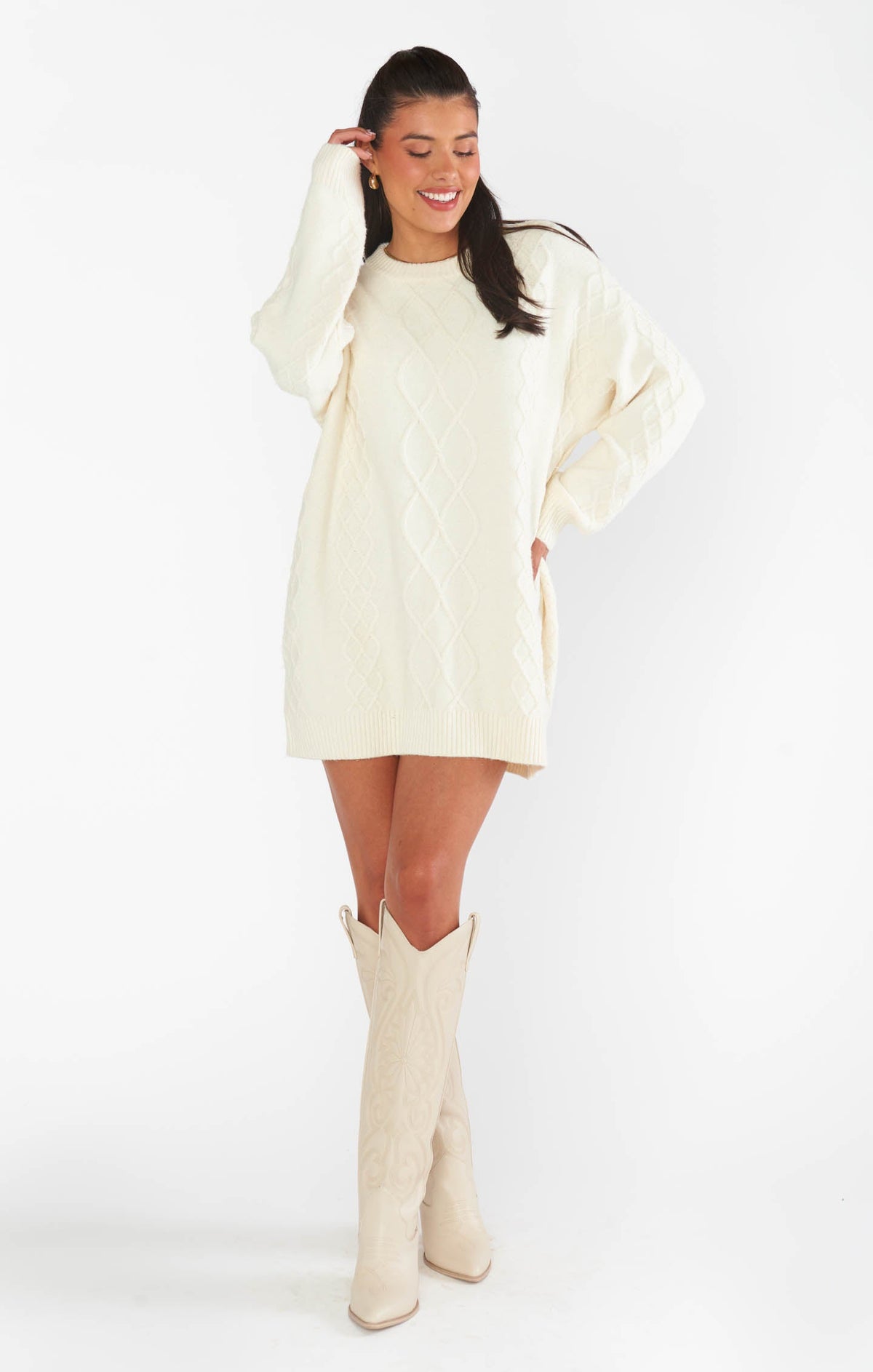 Canyon Tunic Sweater ~ Cream Fuzzy Knit