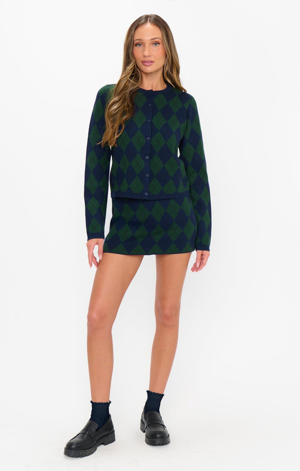 Cher Cardigan ~ Oxford Argyle Knit