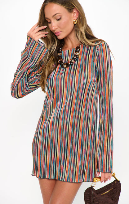 Drifter Mini Dress ~ Sundown Stripe Knit