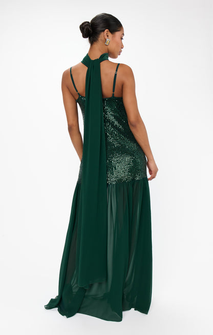 Dalia Maxi Dress ~ Emerald Sequins