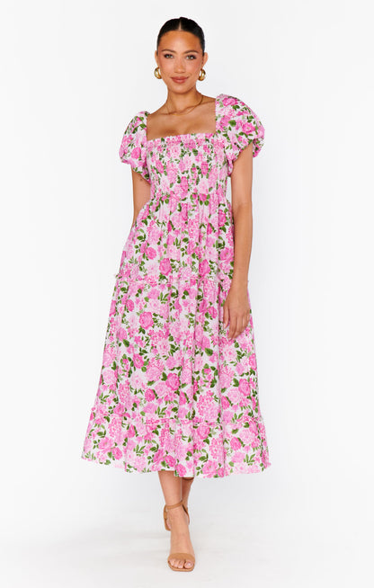 Afternoon Tea Dress ~ Cottage Floral Pink