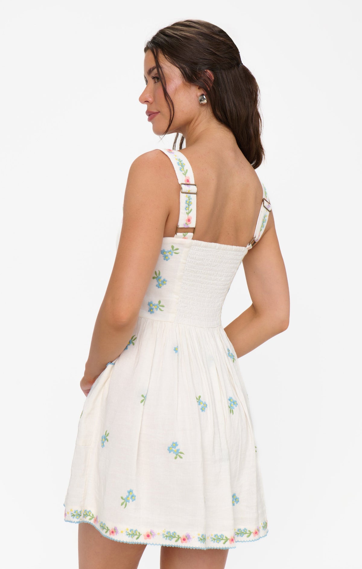 Demi Mini Dress ~ Wild Meadow Embroidery