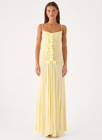 Marcia Flower Maxi Dress - Yellow