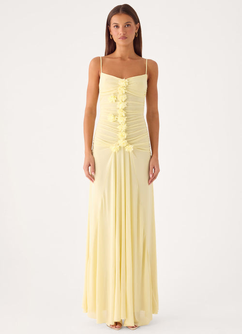 Marcia Flower Maxi Dress - Yellow