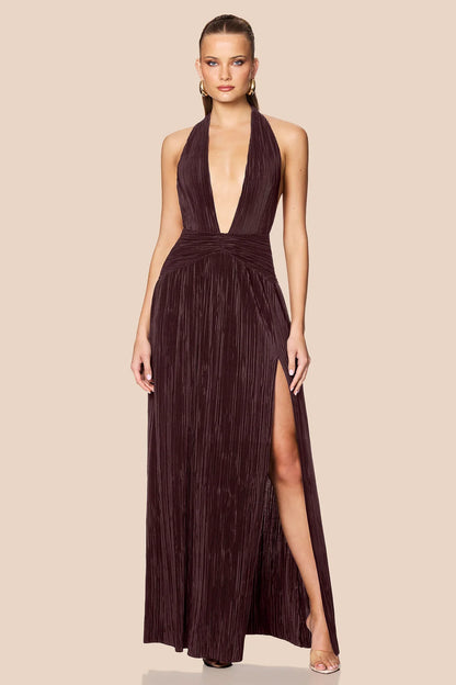 Nookie Desiree Halter Gown - Mocha