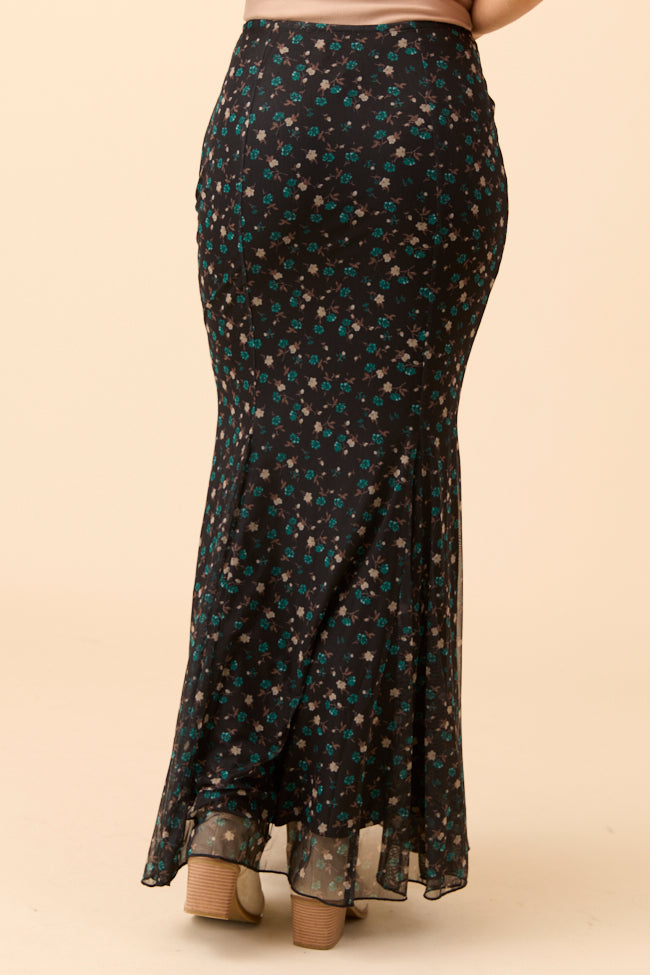 Anna Marie Black Multi Floral Knit Maxi Skirt FINAL SALE