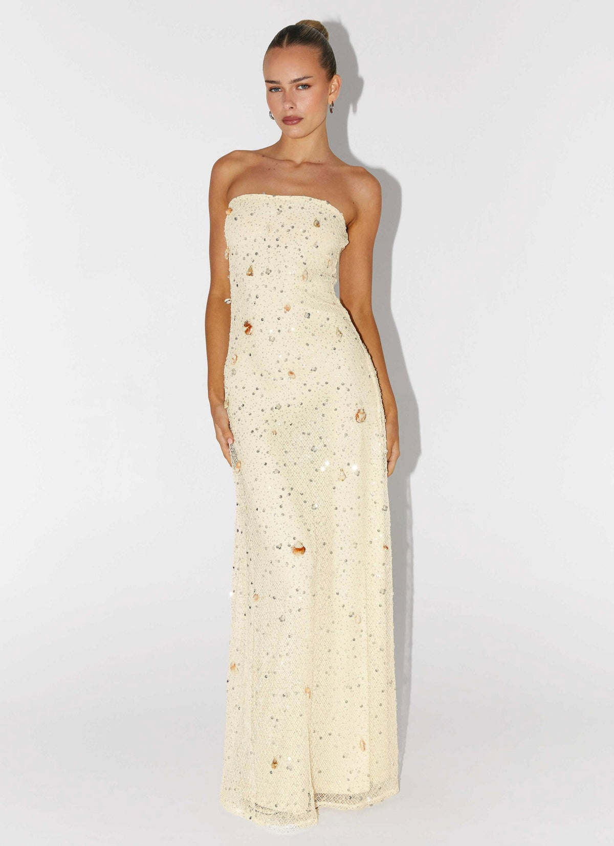 Orelli Shell Sequin Knit Maxi Dress - Ivory