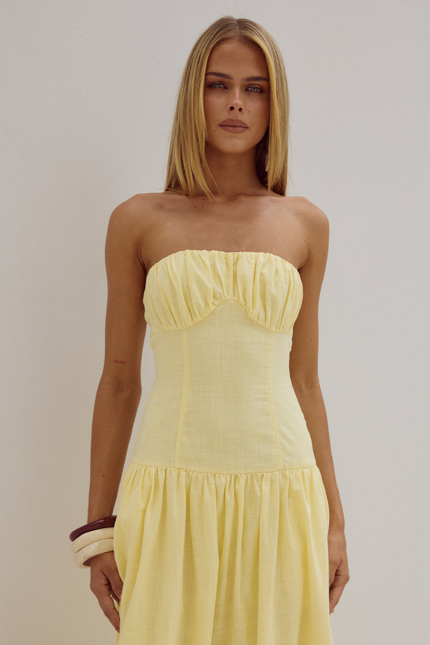 Poppy Midi Dress - Lemon
