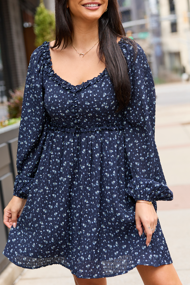 Brynn Navy Blue Floral Mini Dress FINAL SALE