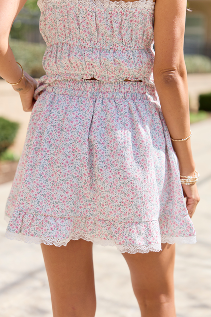 Aubrey Floral Lace Trim Skort