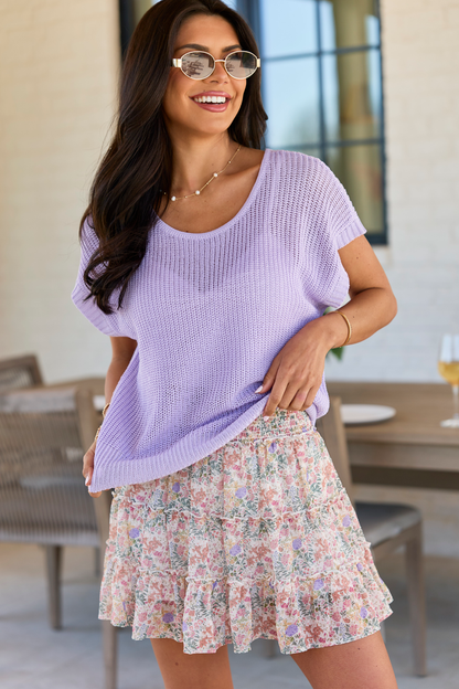 Amber Lilac Short Sleeve Sweater