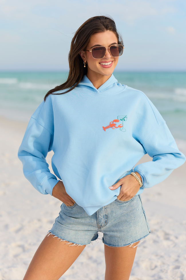 Aspire To Retire Light Blue Graphic Hoodie
