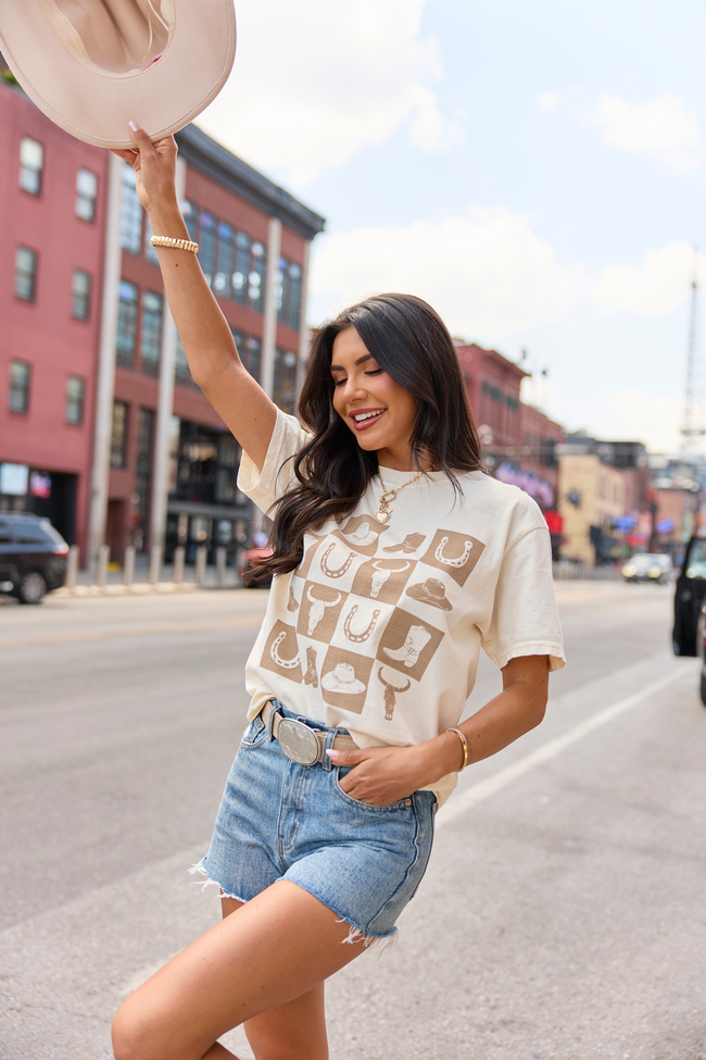 Checkered Cowboy Ivory Comfort Colors Graphic Tee