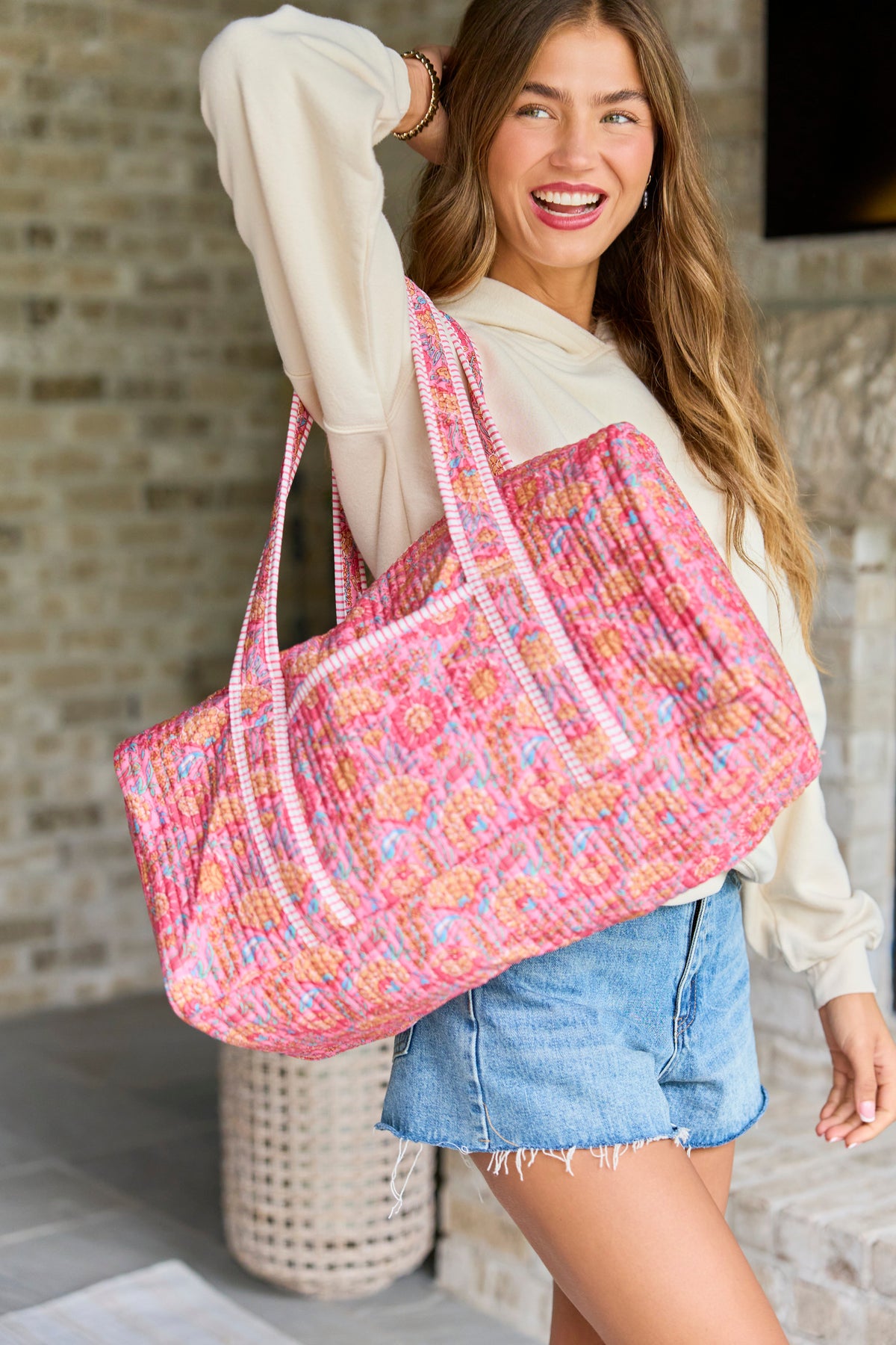 Avery Pink Floral Quilted Weekender SALE