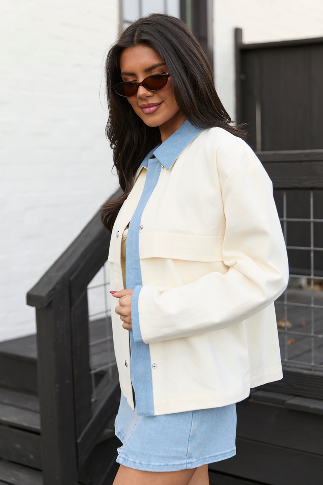 Aubrie Ivory Canvas Jacket FINAL SALE