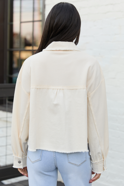 Bree Ivory Canvas Thermal Shacket FINAL SALE