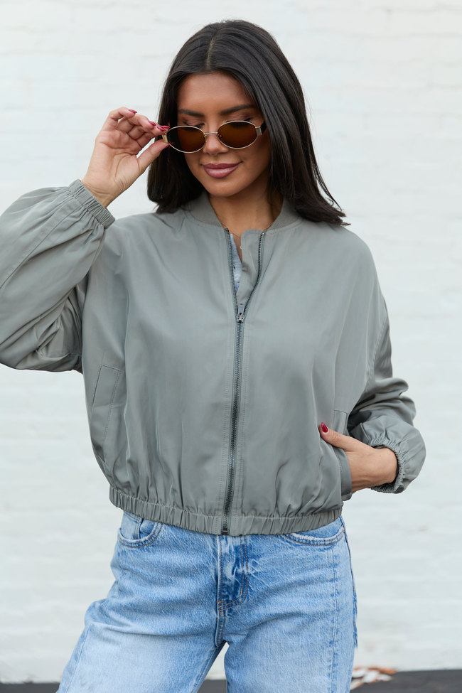 Beau Deep Sage Green Nylon Jacket FINAL SALE
