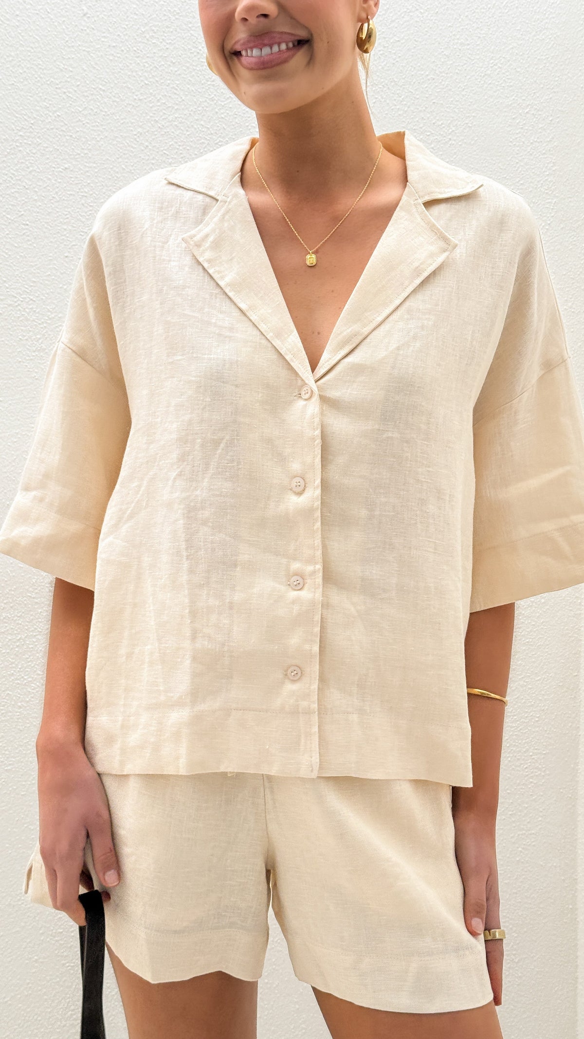 Luna Button Up Shirt - Natural