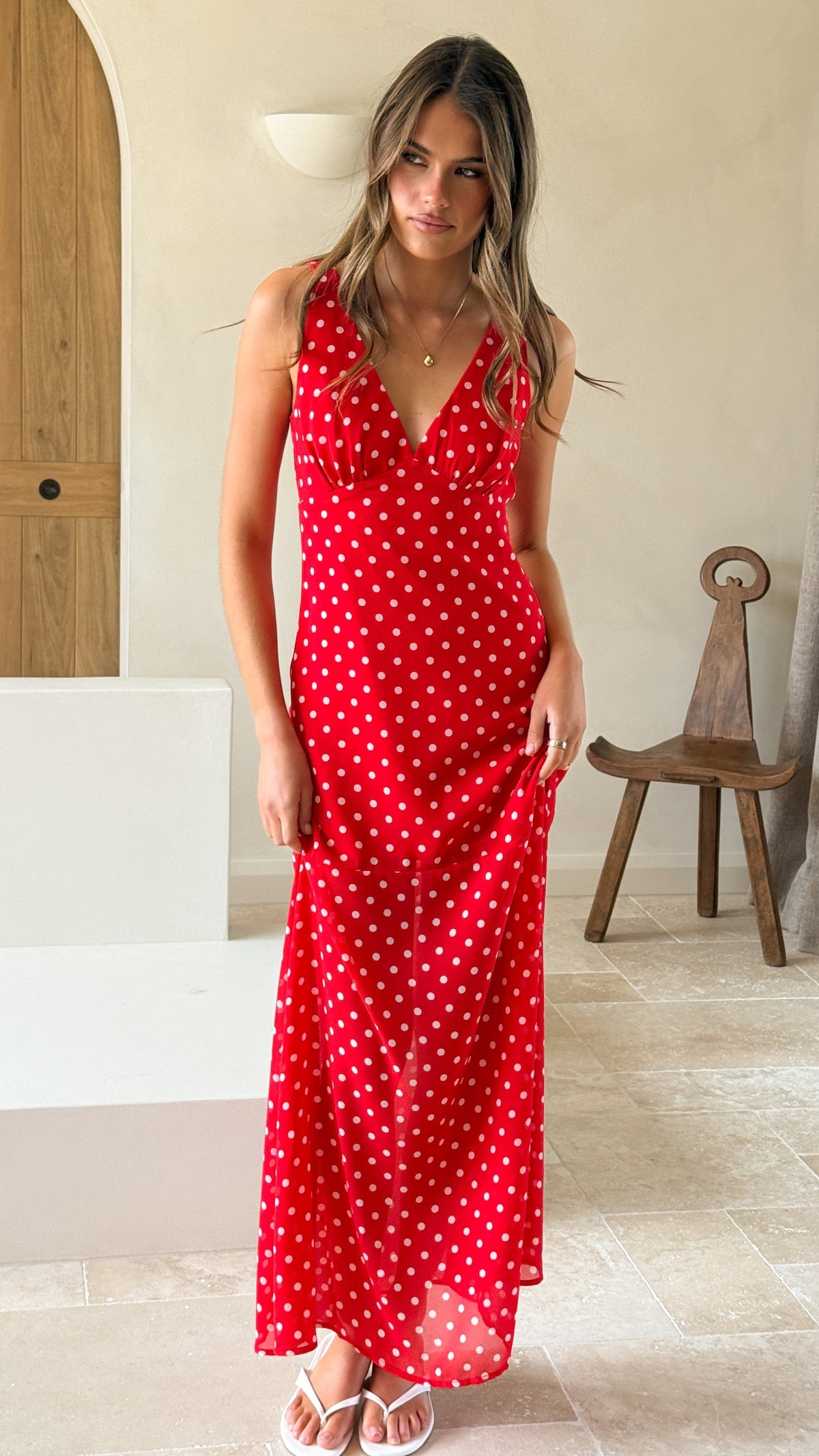 Oriella Maxi Dress - Red Polka