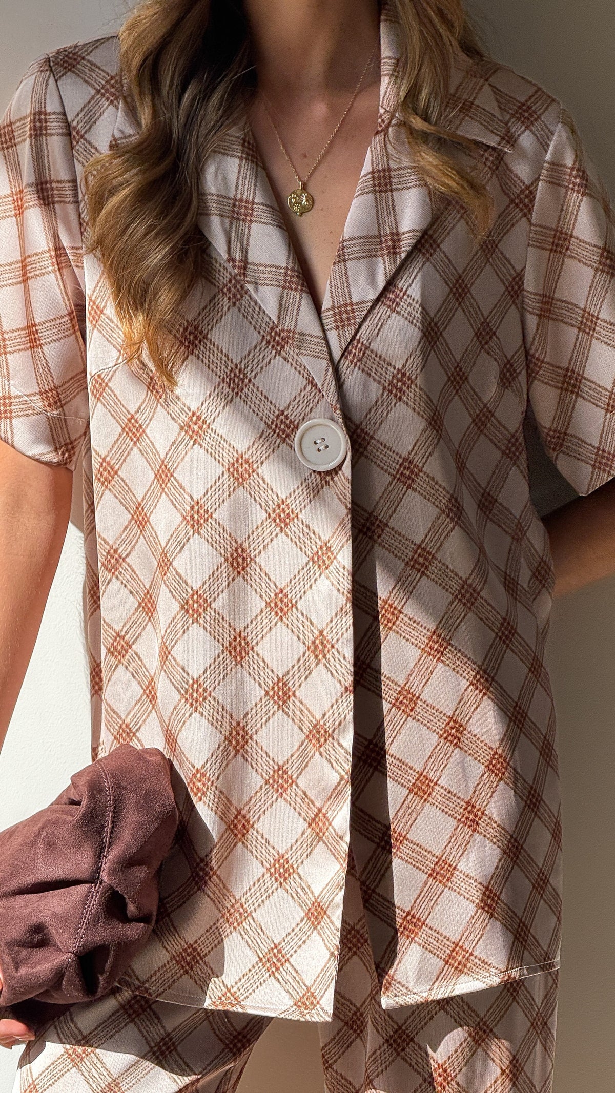 Imogen Button Shirt - Brown Plaid