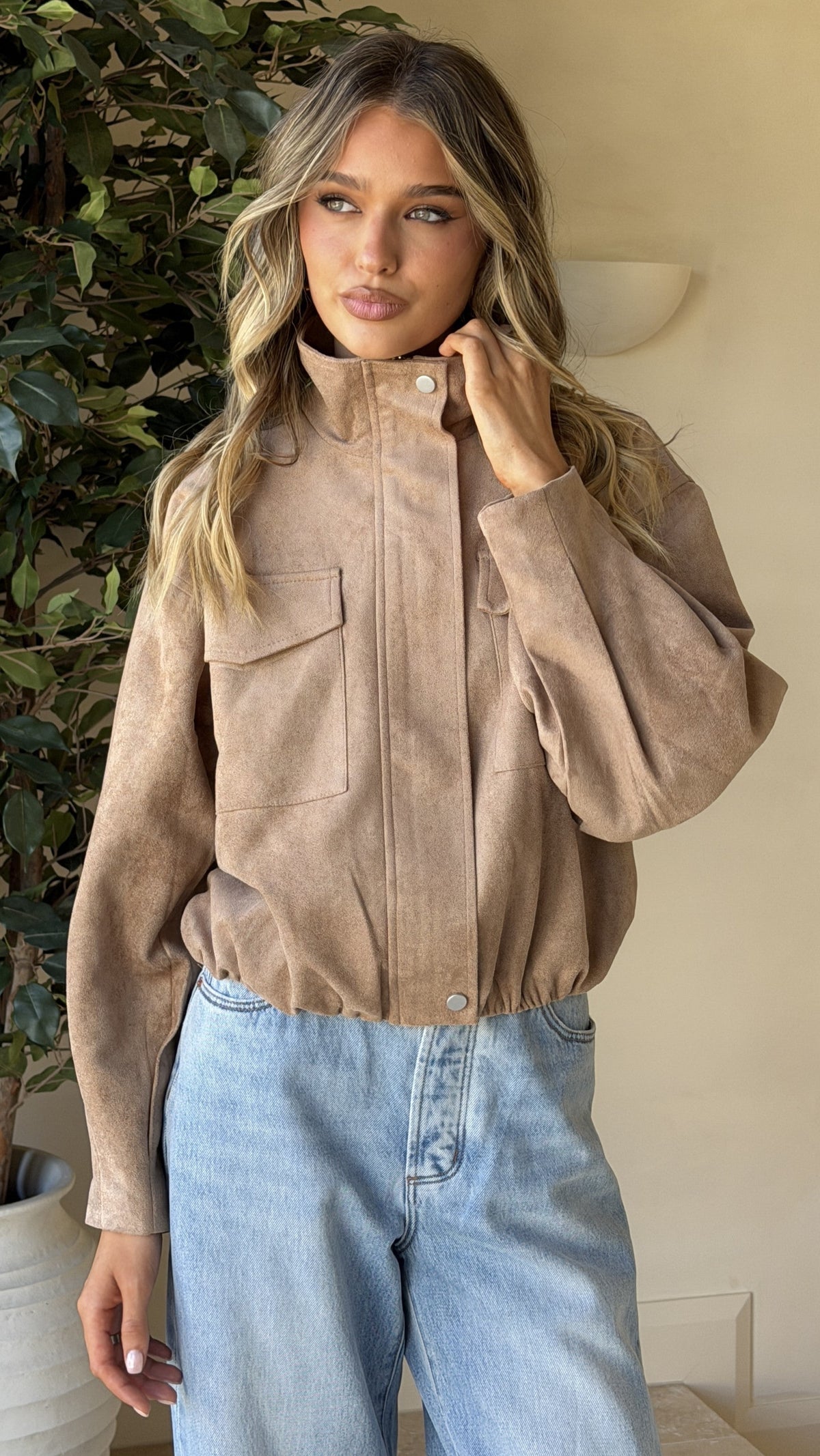 Josh Funnel Neck Jacket - Beige