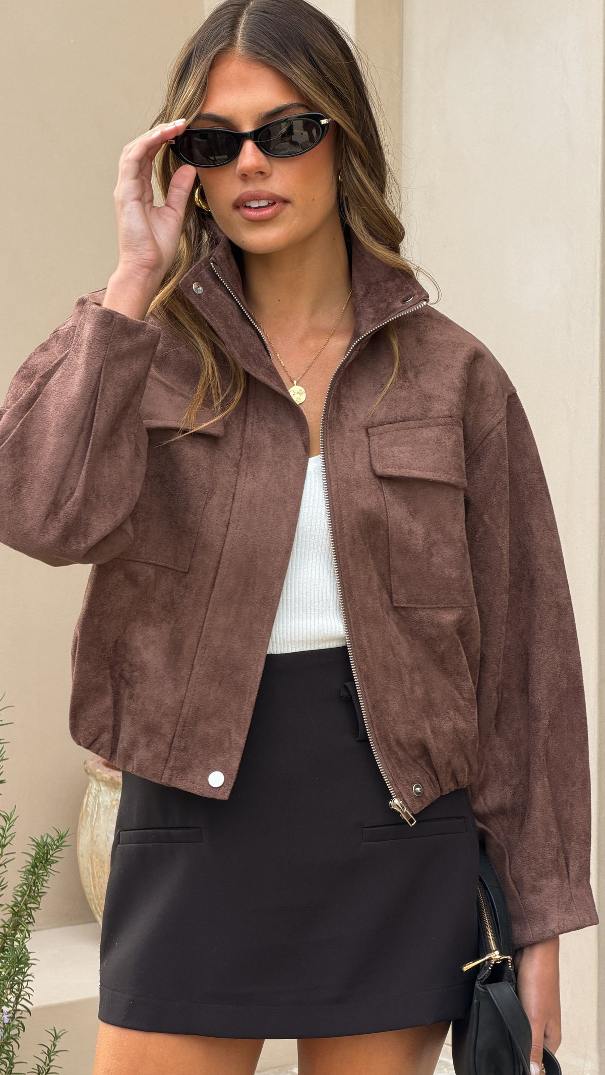 Josh Funnel Neck Jacket - Chocolate