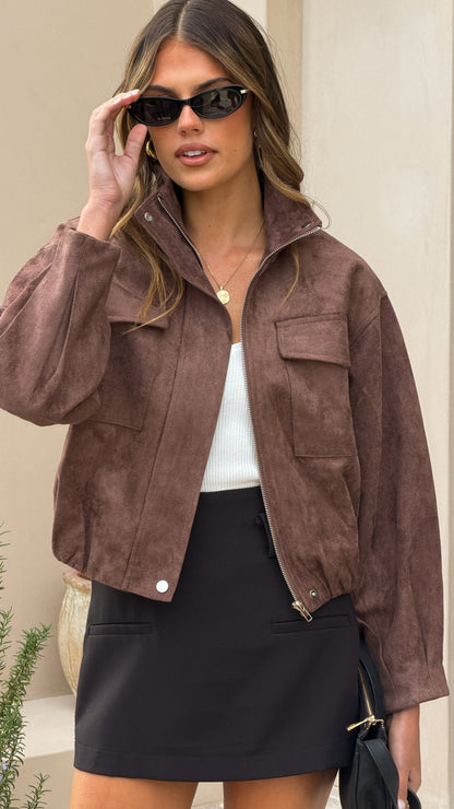 Josh Funnel Neck Jacket - Chocolate