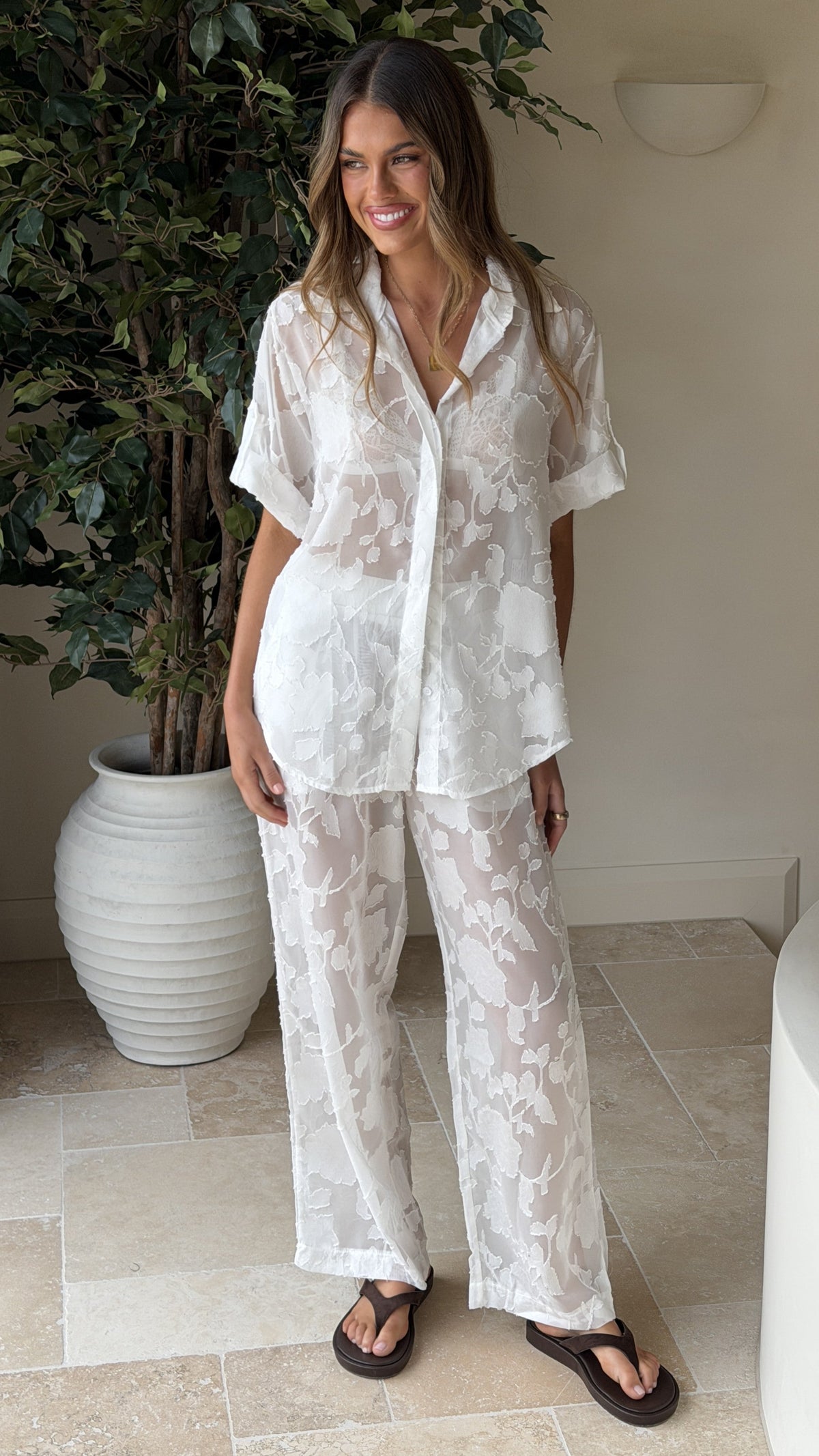 Mollie Lace Pants - White