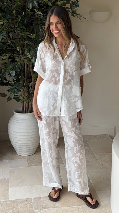 Mollie Lace Pants - White