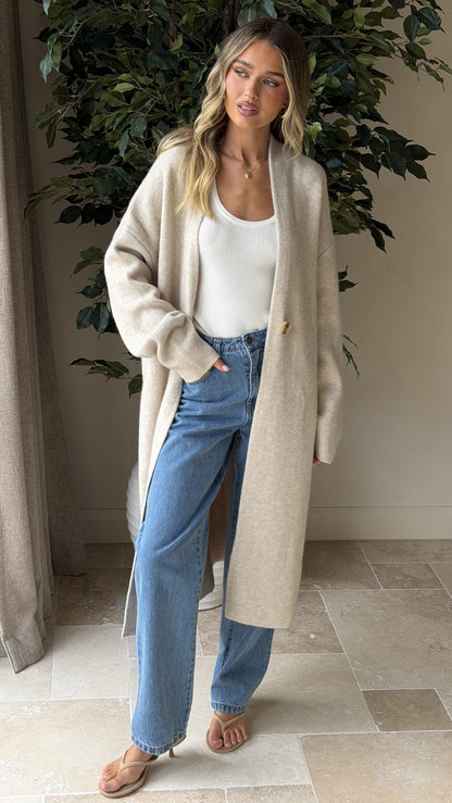 Romy Longline Cardigan - Oat