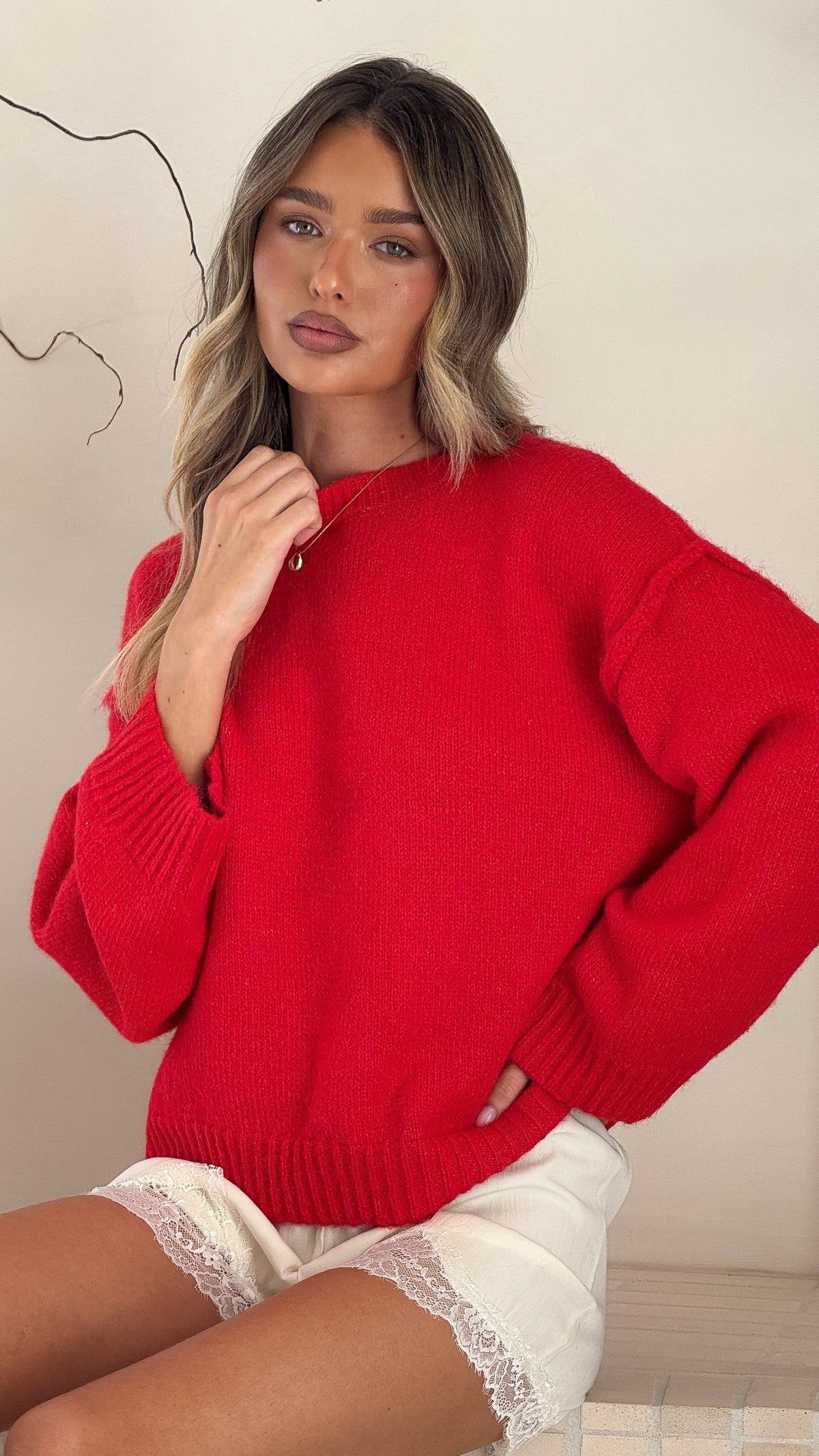 Laura Knit Sweater - Red