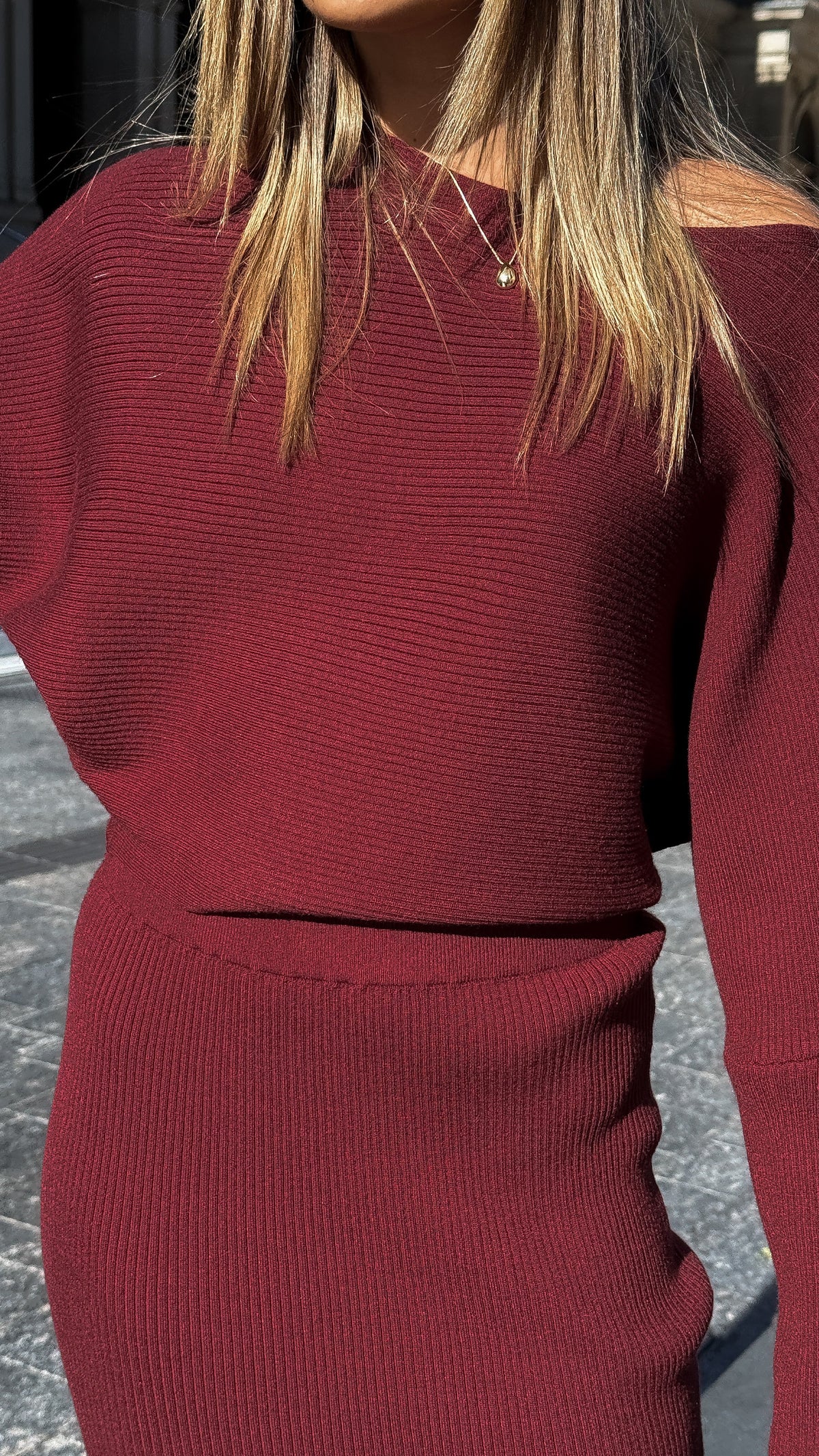 Iluka Knit Top - Burgundy