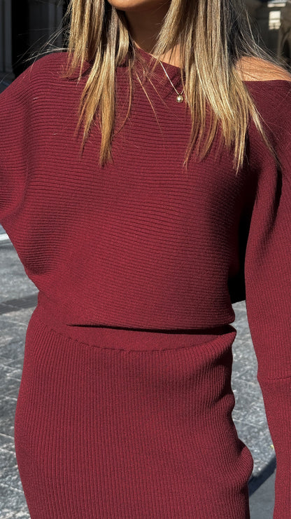 Iluka Knit Top - Burgundy