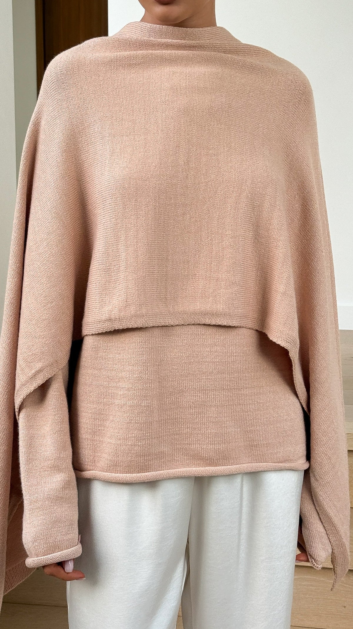 Jazmine Knitted Sweater and Scarf - Peach