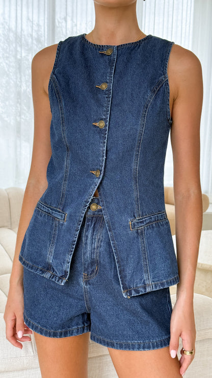 Cairo Denim Shorts - Dark Mid