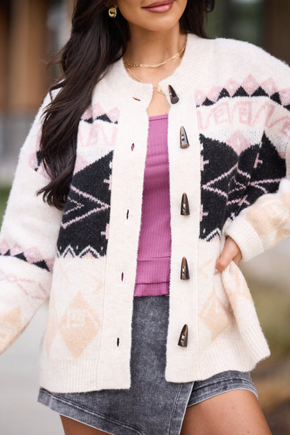 Bessie Fair Isle Toggle Button Cardigan FINAL SALE