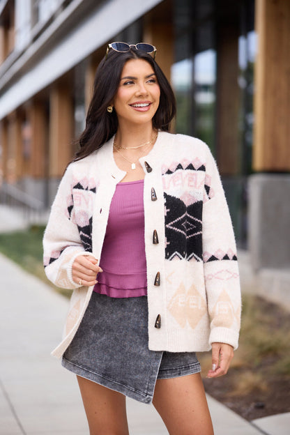 Bessie Fair Isle Toggle Button Cardigan FINAL SALE