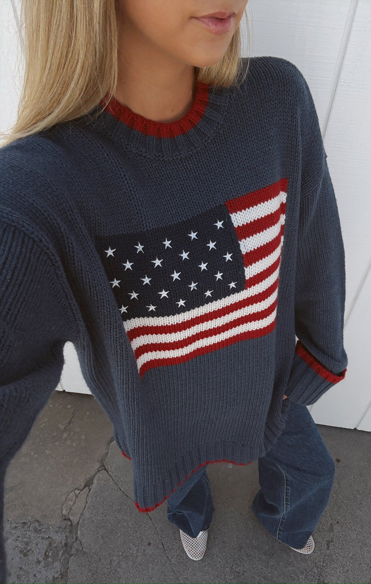 Fireside Sweater ~ American Flag Navy Knit