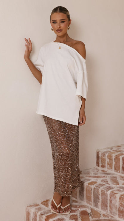 Verlo Sequins Maxi Skirt - Mocha