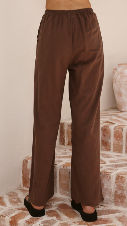 Yuki Strapless Top and Pants Set - Chocolate