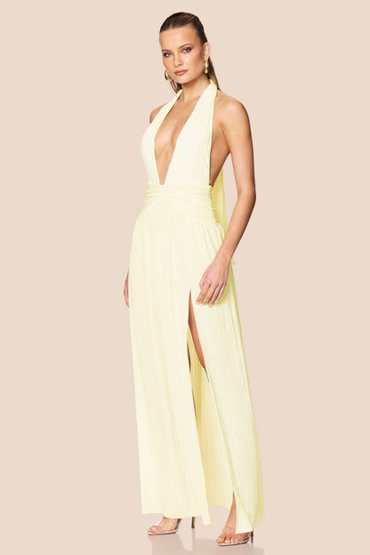Nookie Desiree Halter Gown - Lemon