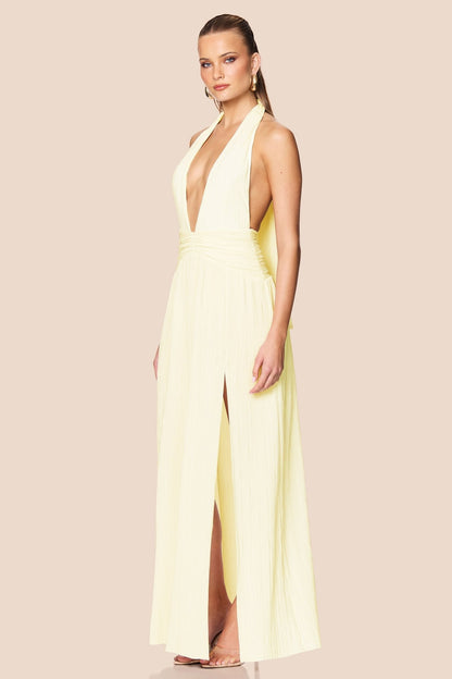 Nookie Desiree Halter Gown - Lemon