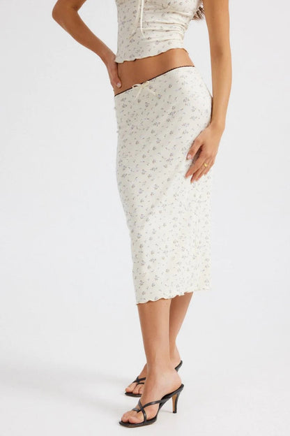 Helena Midi Skirt - Blue Floral