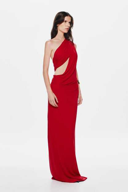 Misha Solstice Cupro Maxi Dress - Cherry