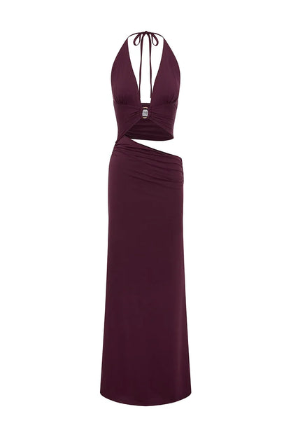 Lumia Halter Maxi Dress - Plum