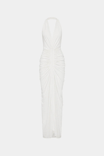 Misha Venus Gathered Cupro Dress - Ivory
