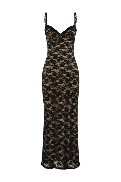 Sarta Lace Maxi Dress - Black
